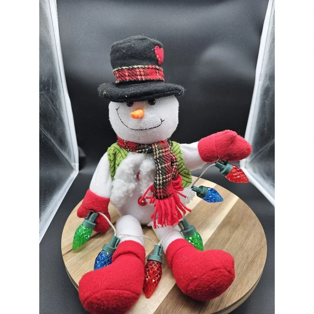 Light Up Snowman‎ Plush Figure With Christmas Lights